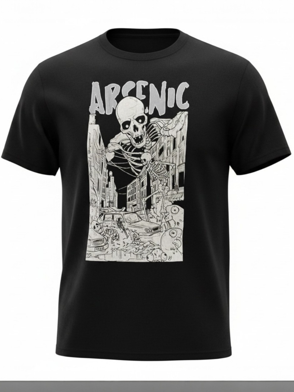 ARSENIC - Men's Black Skeleton Short Sleeve Graphic Tee Size XL